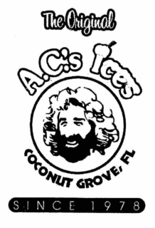 THE ORIGINAL A.C.'S ICES COCONUT GROVE, FL SINCE 1978 logo