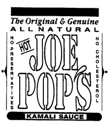 THE ORIGINAL & GENUINE ALL NATURAL HOT JOE POP'S KAMALI SAUCE NO PRESERVATIVES NO CHOLESTEROL logo
