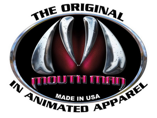 THE ORIGINAL IN ANIMATED APPAREL M MOUTH MAN MADE IN USA logo