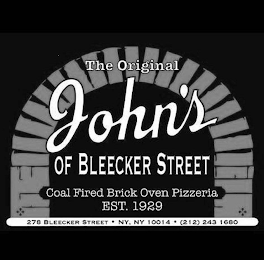 THE ORIGINAL JOHN'S OF BLEECKER STREET COAL FIRED BRICK OVEN PIZZERIA EST. 1929 278 BLEECKER STREET · NY, NY 10014 · (212) 243 1680 logo