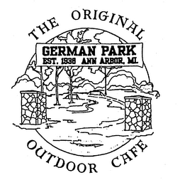 THE ORIGINAL OUTDOOR CAFE GERMAN PARK EST. 1938 ANN ARBOR, MI. logo