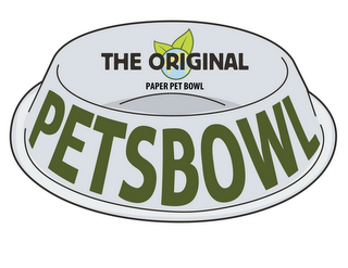 THE ORIGINAL PAPER PET BOWL PETSBOWL logo
