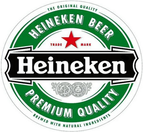 THE ORIGINAL QUALITY HEINEKEN BEER TRADE MARK HEINEKEN PREMIUM QUALITY BREWED WITH NATURAL INGREDIENTS logo