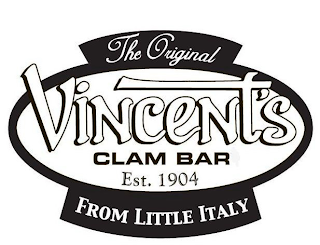 THE ORIGINAL VINCENT'S CLAM BAR EST. 1904 FROM LITTLE ITALY logo