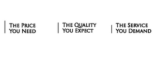 THE PRICE YOU NEED THE QUALITY YOU EXPECT THE SERVICE YOU DEMAND logo