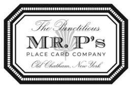 THE PUNCTILIOUS MR. P'S PLACE CARD COMPANY OLD CHATHAM, NEW YORK logo