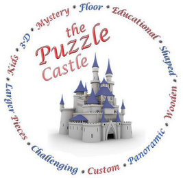 THE PUZZLE CASTLE FLOOR EDUCATIONAL SHAPED WOODEN PANORAMIC CUSTOM CHALLENGING LARGER PIECES KIDS 3-D MYSTERY logo