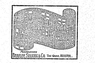 THE REAL MCTAVISH A BLEND OF OLD SCOTCH WHISKIES PROPRIETORS BRAYLEY, SELKIRK AND CO. THE GROVE, BRISTOL. logo