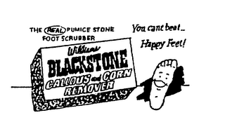 THE REAL PUMICE STONE FOOT SCRUBBER WILLIAMS BLACKSTONE CALLOUS AND CORN REMOVER YOU CANT BEAT ... HAPPY FEET! logo