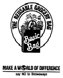 THE REUSABLE GROCERY BAG BASIC BAG MAKE A WORLD OF DIFFERENCE SAY NO TO THROWAWAYS logo