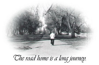 THE ROAD HOME IS A LONG JOURNEY. logo
