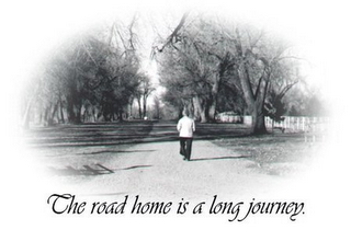 THE ROAD HOME IS A LONG JOURNEY. logo