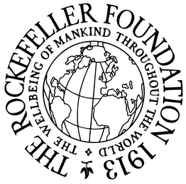 THE ROCKEFELLER FOUNDATION 1913 THE WELLBEING OF MANKIND THROUGHOUT THE WORLD logo