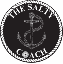 THE SALTY COACH 45 LBS STANDARD 45 LBS BARBELL logo
