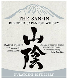 THE SAN-IN BLENDED JAPANESE WHISKY MATSUI WHISKY MADE IN JAPAN THE NAME OF THE NEWEST DISTILLERY "KURAYOSHI DISTILLERY" A NEW WIND OF WHISKY JAPAN AQUA-VITAE KURAYOSHI DISTILLERY logo