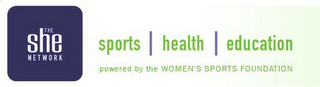 THE SHE NETWORK SPORTS HEALTH EDUCATION POWERED BY THE WOMEN'S SPORTS FOUNDATION logo