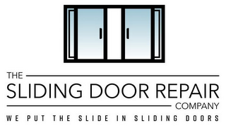 THE SLIDING DOOR REPAIR COMPANY WE PUT THE SLIDE IN SLIDING DOORS logo