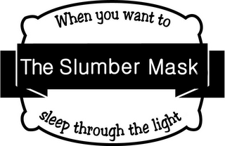 THE SLUMBER MASK WHEN YOU WANT TO SLEEP THROUGH THE LIGHT logo