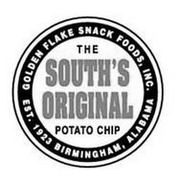 THE SOUTH'S ORIGINAL POTATO CHIP GOLDEN FLAKE SNACK FOODS, INC. EST. 1923 BIRMINGHAM, ALABAMA logo