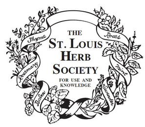 THE ST. LOUIS HERB SOCIETY FOR USE AND KNOWLEDGE THYME ROSEMARY BALM ROSES MINT LAVENDER logo