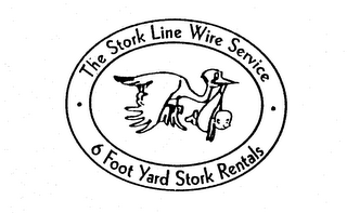 THE STORK LINE WIRE SERVICE 6 FOOT YARD STORK RENTALS logo