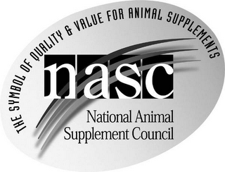 THE SYMBOL OF QUALITY & VALUE FOR ANIMAL SUPPLEMENTS NASC NATIONAL ANIMAL SUPPLEMENT COUNCIL logo