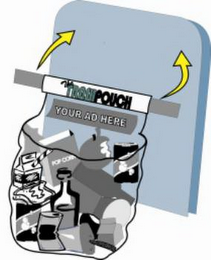 THE TRASH POUCH YOUR AD HERE POP CORN logo