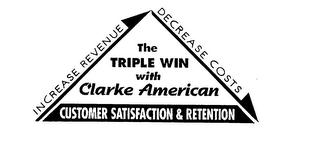 THE TRIPLE WIN WITH CLARKE AMERICAN INCREASE REVENUE DECREASE COSTS CUSTOMER SATISFACTION & RETENTION logo