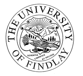 THE UNIVERSITY OF FINDLAY SCIENTIA LIBERTAS ET RELIGIO logo