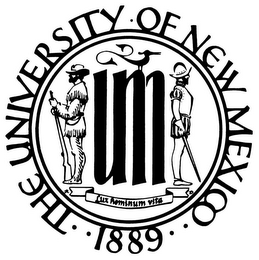THE UNIVERSITY OF NEW MEXICO UM LUX HOMINUM VITA 1889 logo
