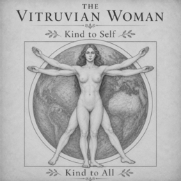 THE VITRUVIAN WOMAN KIND TO SELF KIND TO ALL logo