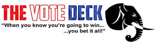 THE VOTE DECK "WHEN YOU KNOW YOU'RE GOING TO WIN... ...YOU BET IT ALL!" logo