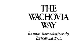 THE WACHOVIA WAY IT'S MORE THAN WHAT WE DO. IT'S HOW WE DO IT. logo