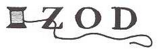 THE WORD IZOD WITH THE LETTER "I" IN THE DESIGN OF A SPOOL OF THREAD logo