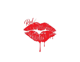THE WORD RED WITH A PAIR OF RED LIPS logo