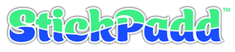 THE WORD STICKPADD WITH THE TM SYMBOL AT THE END ON THE UPPER RIGHT NEXT TO THE LAST LETTER. logo