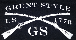 THE WORDS "GRUNT STYLE"; THE LETTERS "GS" AND "US"; THE NUMBERS "1776" logo