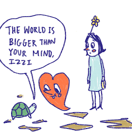 THE WORLD IS BIGGER THAN YOUR MIND, IZZI logo