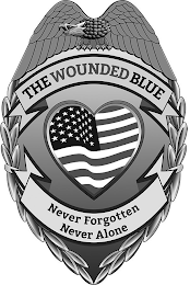 THE WOUNDED BLUE NEVER FORGOTTEN NEVER ALONE logo