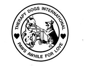THERAPY DOGS INTERNATIONAL PAWS AWHILE FOR LOVE logo