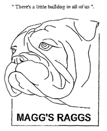 "THERE'S A LITTLE BULLDOG IN ALL OF US". MAGG'S RAGGS logo