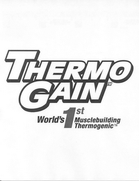 THERMOGAIN WORLD'S 1ST MUSCLEBUILDING THERMOGENIC logo
