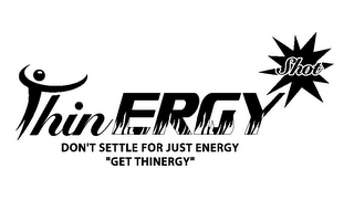 THINERGY SHOT DON'T SETTLE FOR JUST ENERGY "GET THINERGY" logo