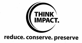 THINK IMPACT. REDUCE. CONSERVE. PRESERVE logo