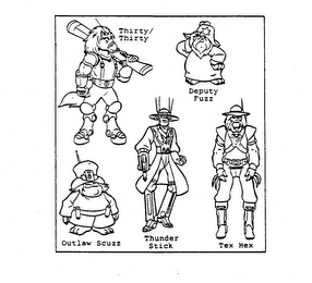 THIRTY/THIRTY DEPUTY FUZZ OUTLAW SCUZZ THUNDER STICK TEX HEX logo