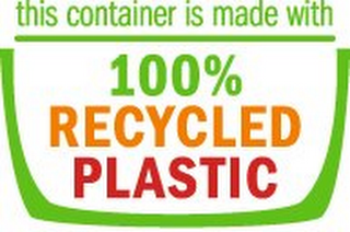THIS CONTAINER IS MADE WITH 100% RECYCLED PLASTIC logo
