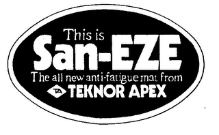 THIS IS SAN-EZE THE ALL NEW ANTI-FATIGUE MAT FROM TEKNOR APEX logo