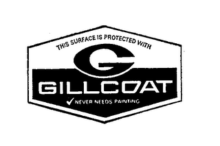 THIS SURFACE IS PROTECTED WITH G GILLCOAT NEVER NEEDS PAINTING logo