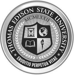 THOMAS EDISON STATE UNIVERSITY ERUDITIOPERPETUA VITAE MCMLXXII logo
