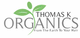 THOMAS K ORGANICS FROM THE EARTH TO YOUR HAIR logo